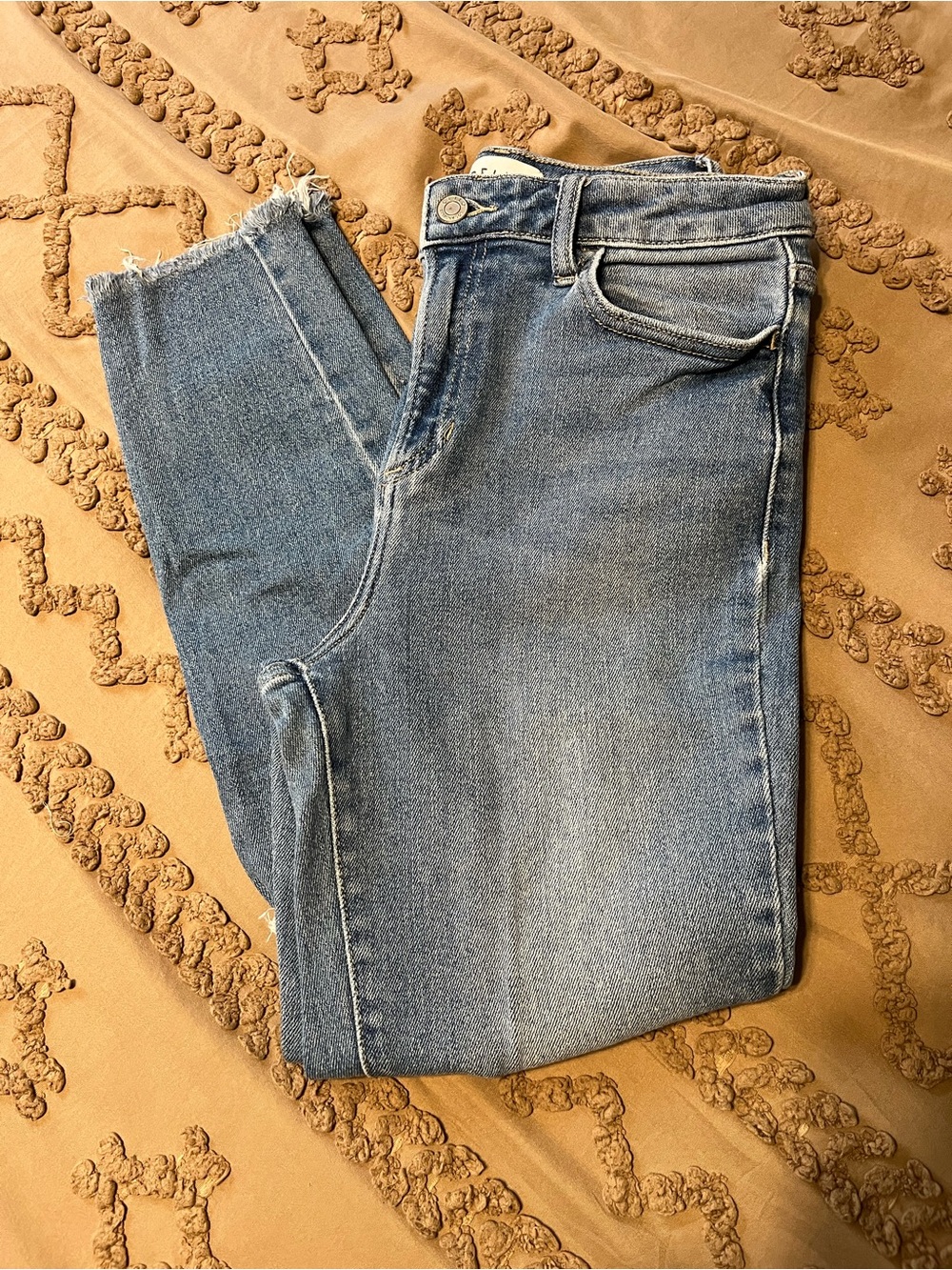 Cello Light Blue Cropped Frayed Hem Jeans